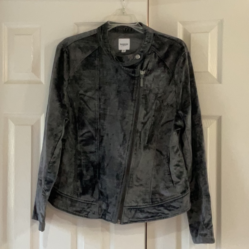 Kensie Jeans Women’s Moto Black Velvet Jacket
